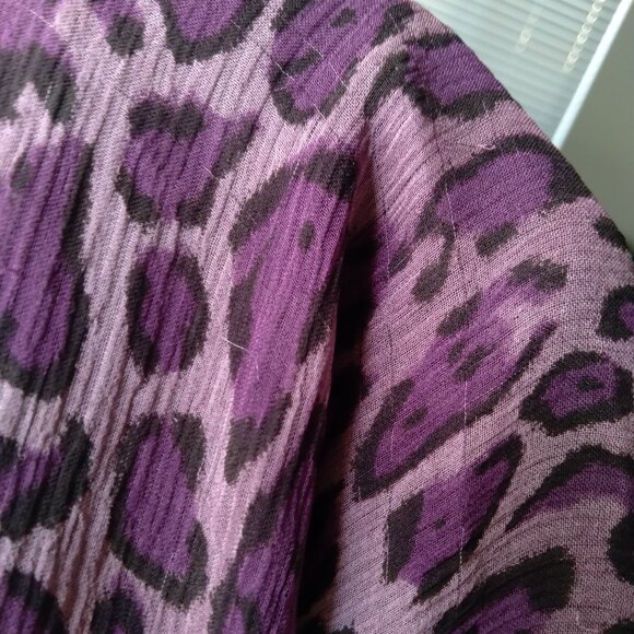 Vintage Y2K Hillard & Hanson Purple Leopard Print 100% Silk Midi Skirt - Picture 5 of 5